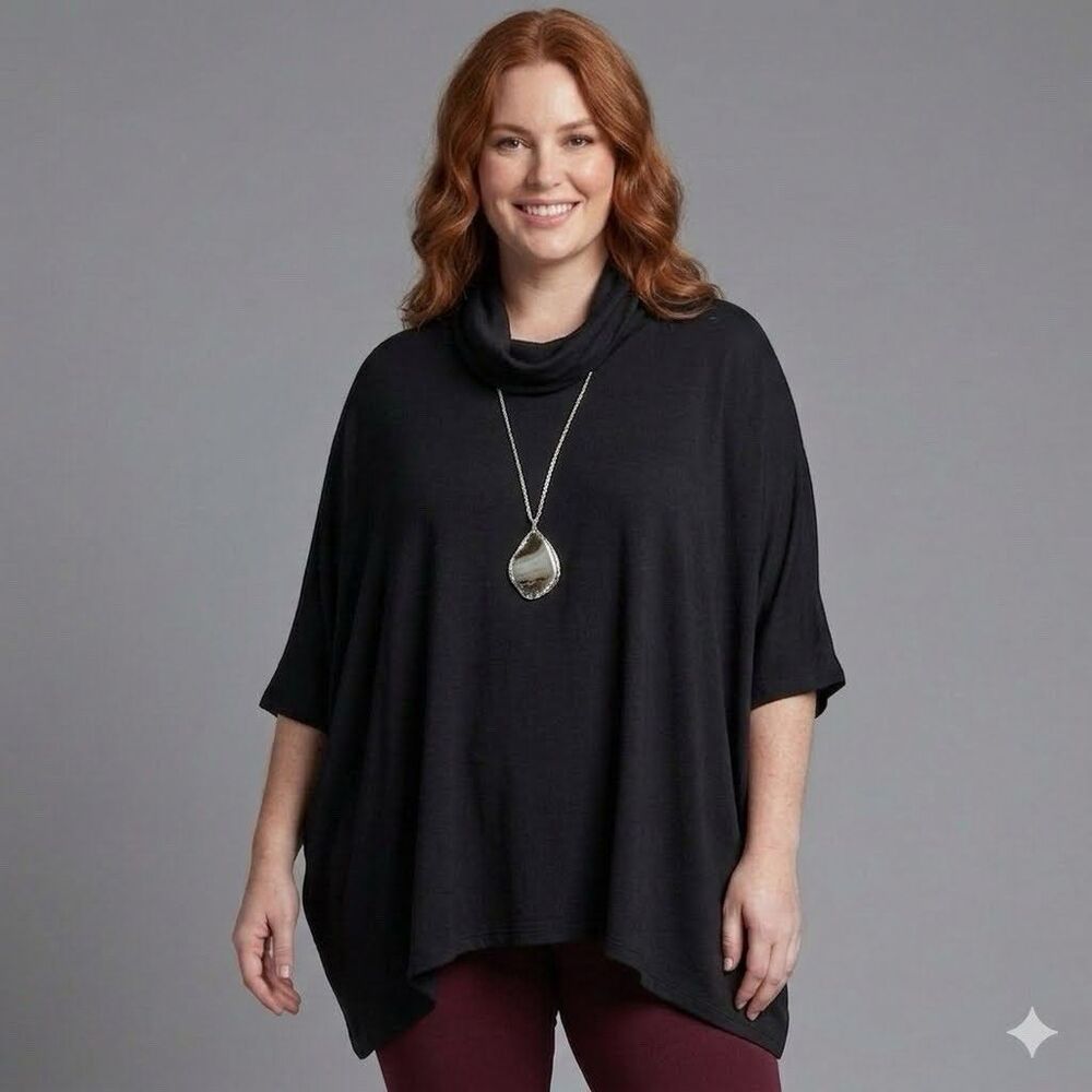 Lane Bryant Cowl Neck Poncho Style Top Flowy Women’s Plus Size 14/16 Black